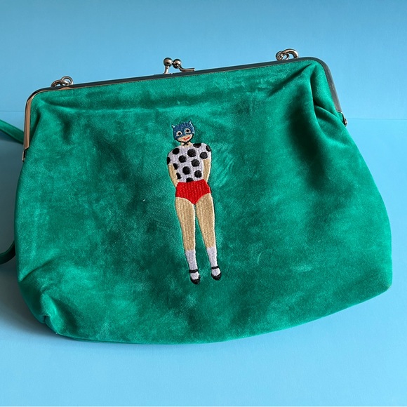 Cute turquoise felt purse - Picture 1 of 5